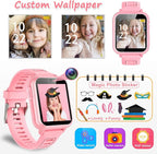 Smart Watch for Kids Gift for Girls Age 5-12, 1.54" Touch Screen Watch with HD Camera Video 24 Games Music Pedometer Flashlight Alarm Clock, Gifts for 7 8 9 10 Year Old Girls Boys