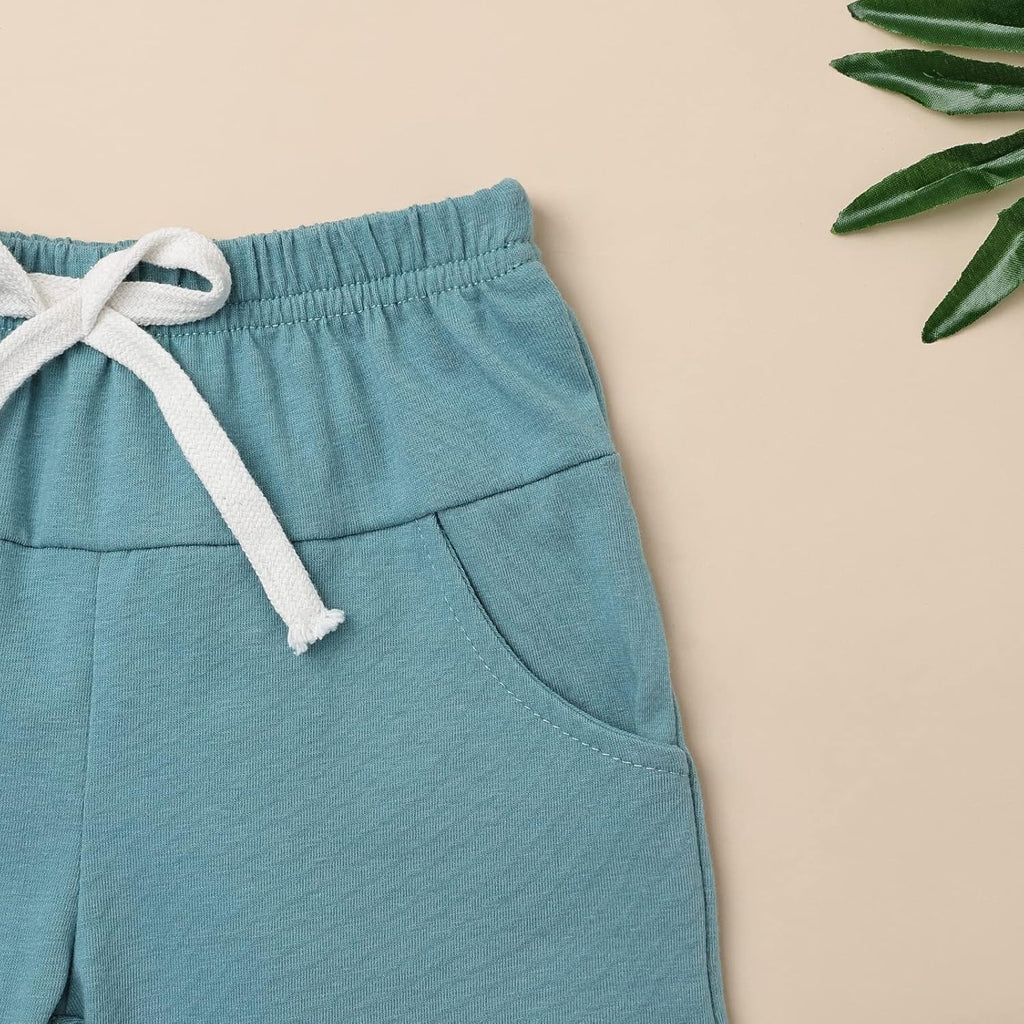 Baby Boy Clothes Toddler Boy Summer Outfits Short Sleeve Patchwork Top T-shirt & Pocket Pant Set 2 Piece 12 Months-4T