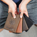 Polare Luxury RFID Blocking Leather Passport Holder Travel Wallet For Men and Women (Dark Brown Compass)