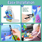 Baby Car Seat Ocean Animals Toys - Kick and Play Double Sided Infant Car Seat Toys with Plush Toys, Mirror, Teether for Baby Travel Activities, Christmas Birthday Gifts Newborn Infant Toy