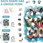 Wooden Puzzles for Adults, Cool Crocodile Jigsaw Puzzles 200 Pieces Animal Unique Shaped Wood Cut Puzzle Gifts for Adults and Kids, Family Puzzle Games