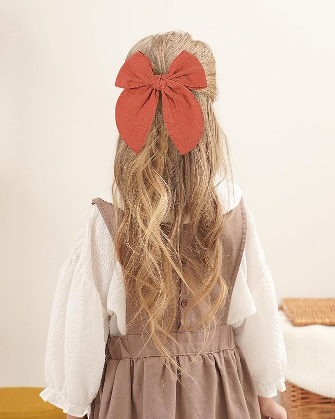 doboi 5.5 Inch 20PCS Baby Girls Fable Hair Accessories: Muslin Gauze Long Tail Hand-Tied Alligator Clips for Toddlers and Kids