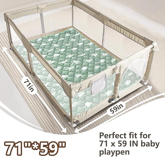 Baby Play Mats for Floor, 71”x59” Upgraded Thickness & Larger Super Soft Playmat for Babies and Toddlers, Foldable Washable, Upgrade Anti-Slip Crawling Mat for Playpen(Trees)