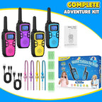 Wishouse Walkie Talkies for Kids Rechargeable Long Range,Xmas Birthday Gift for 4 5 6 7 8 9 Year Old Boys Girls,Hiking Gear Camping Games Cool Toys with NOAA,SOS Siren,Lamp,Lanyards,Easy to Use,4 Pack