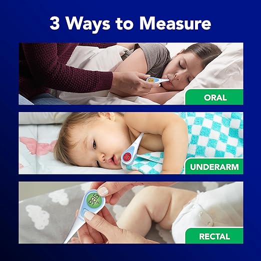 Vicks SpeedRead Digital Thermometer for Baby, Kids & Adults, Color-Coded Readings, Oral, Baby Rectal Thermometer or Under The Arm, Water Resistant