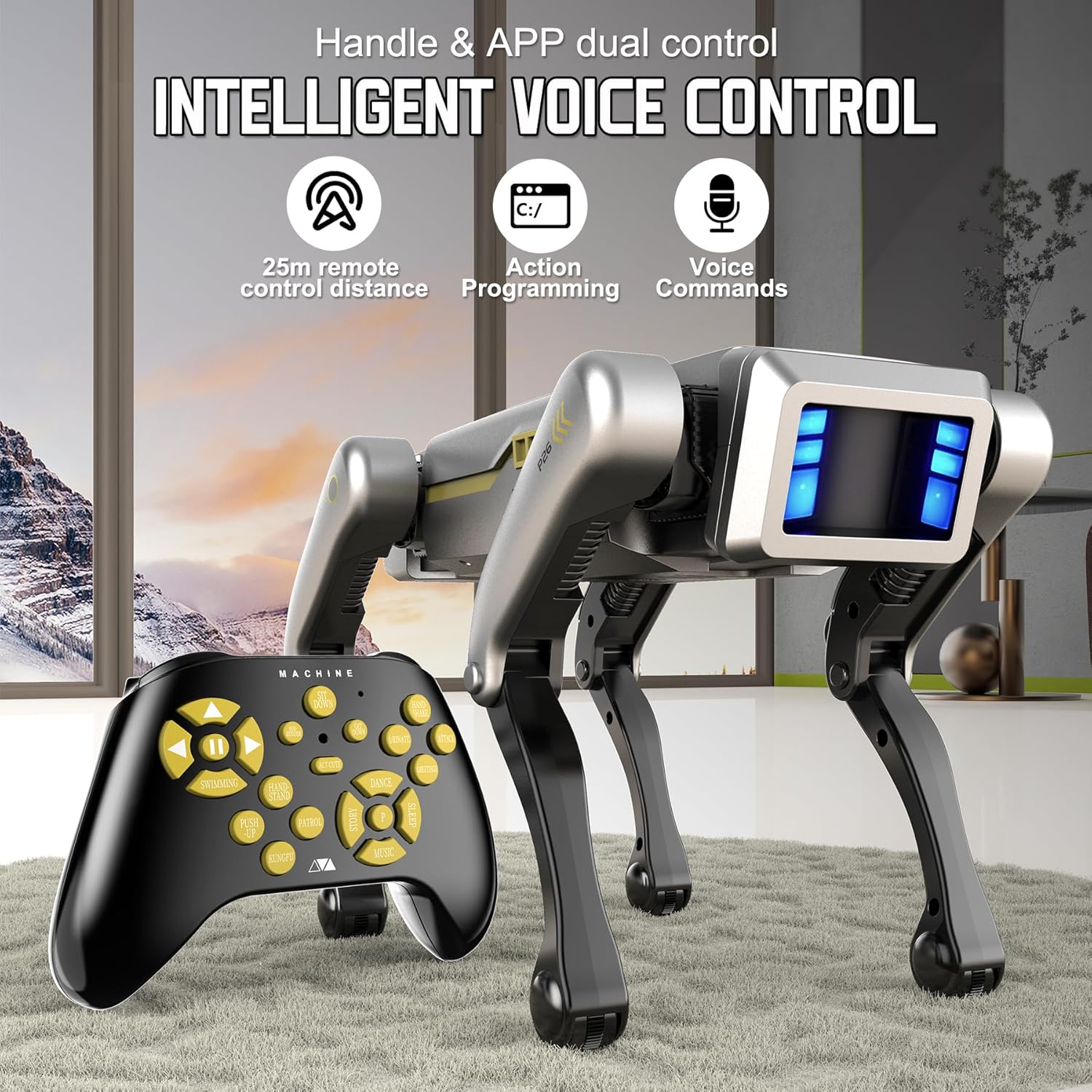 Robot Dog, AI Dog, AI Smart Pet, Will Dance and Kungfu, Voice/App/Remote Control, Support Action Programming, AI Robot Ideal Gift for Adults/Kids