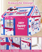 Kids Play Tent, Toddler Tent for Kid Indoor & Outdoor, 48.5"x39.4"x48.5" Playhouse Tent Dessert Theme with Complete Toys Set, 3 Window, Lights and 5 Balloons