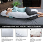 MOON PARK Pregnancy Pillows for Sleeping - U Shaped Full Body Maternity Pillow with Removable Cover - Support for Back, Legs, Belly, HIPS - 57 Inch Pregnancy Pillow for Women - Light Grey