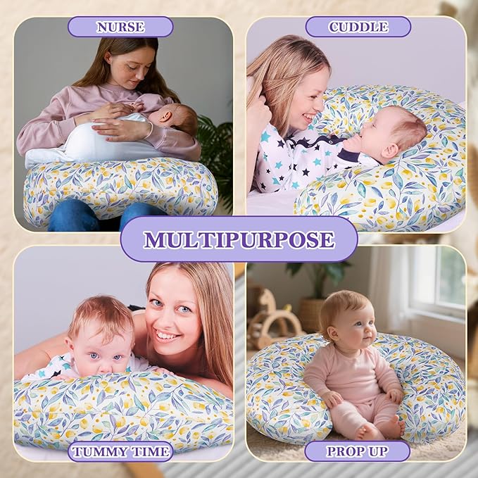 Nursing Pillow & Breastfeeding Pillow – Ergonomic C-Shape for Breastfeeding & Bottle Feeding, Standard Size Breathable with Washable Cover, Hypoallergenic,Tummy Time & Sitting Support (0-18Months)
