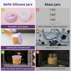 Silicone Baby Food Containers with Date-Tracking Lids, 6-Pack Reusable Snack Containers Food Storage Jars for Infants, Microwave, Dishwasher & Freezer Safe, 3 Sizes