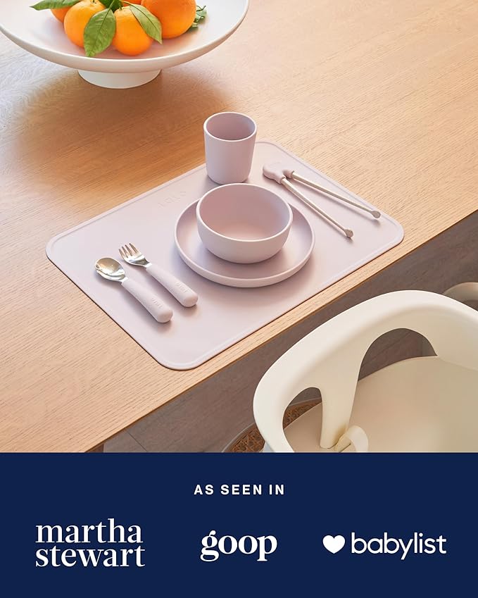 Lalo Utensils - Toddler Fork and Spoon Set - Stainless Steel and Silicone Ergonomic Toddler Utensils - Children Safe Flatware Set - 2 Pieces - Grapefruit