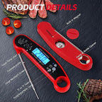 Meat Thermometer Digital, ULTRAKTE Instant Read Food Thermometer with Backlight & Calibration, Waterproof Ultra-Fast Cooking Thermometer with Foldable Probe for Kitchen, Grill, Deep Fry, BBQ, Candy