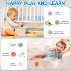 Montessori Toys for Babies 6-12 Months, 9 in 1 Educational Wooden Toys Set, Includes Object Permanent Box, Stacking Cups, Mirror Puzzle, Ring Stacker and More
