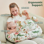 Nursing Pillow for Breastfeeding, Breast Feeding Pillow for Mom Support, Adjustable Waist Strap and Removable Cotton Cover, Rose