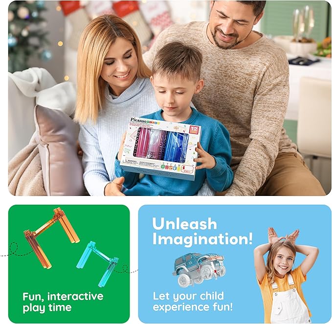 12 Piece Support Column Expansion Supporting Pack for Magnetic Race CarTrack Magnet Tile Building Block Construction Kit Education Toy Boys Girls STEM Puzzle Toy Kids Boy Girl Toddler 3+ PicassoTiles