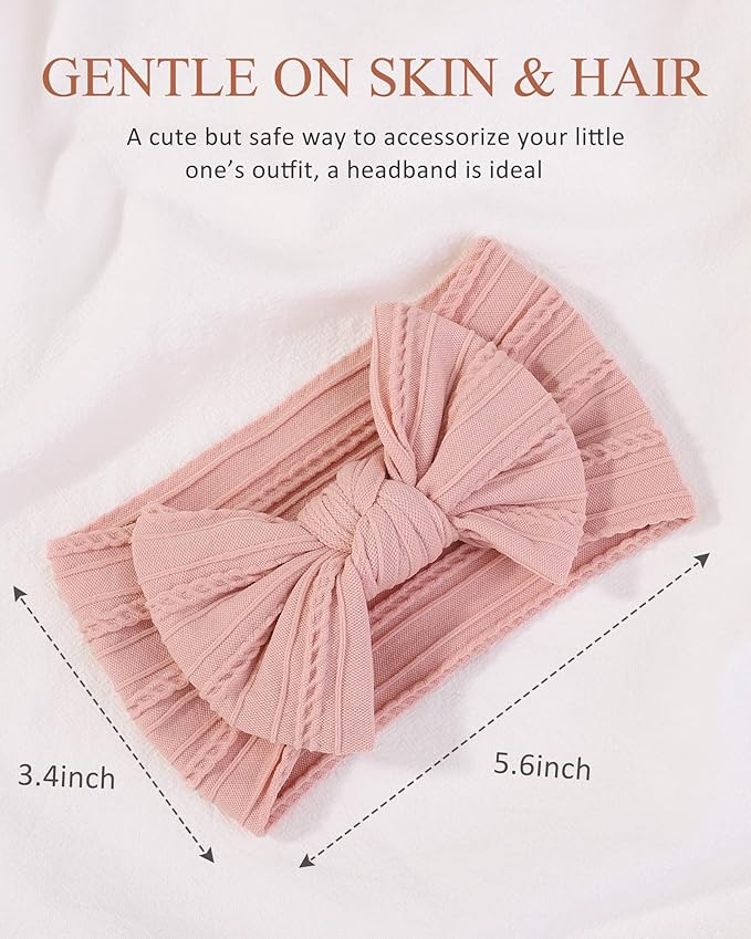 jollybows 12pcs Nylon Headbands for Baby Girls Infant Baby Bows Newborn Hairbands Toddler Hair Bow Elastics Head Wraps