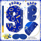 Number 9 Blue and Golden Rings Piñata for Kids Birthday Cartoon Theme Small Piñata with Blindfold Stick Confetti for Fiesta Cinco De Mayo Party Decor, 15.8 x 11 x 2.8 Inch