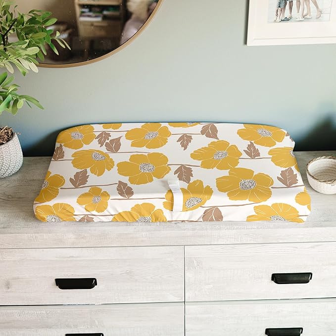 Baby Changing Pad Cover 2-Pack for Girls (Poppy Fields) - Premium Fitted Sheets Baby Diaper Changing Table Cover - Buttery Soft Cotton Blend