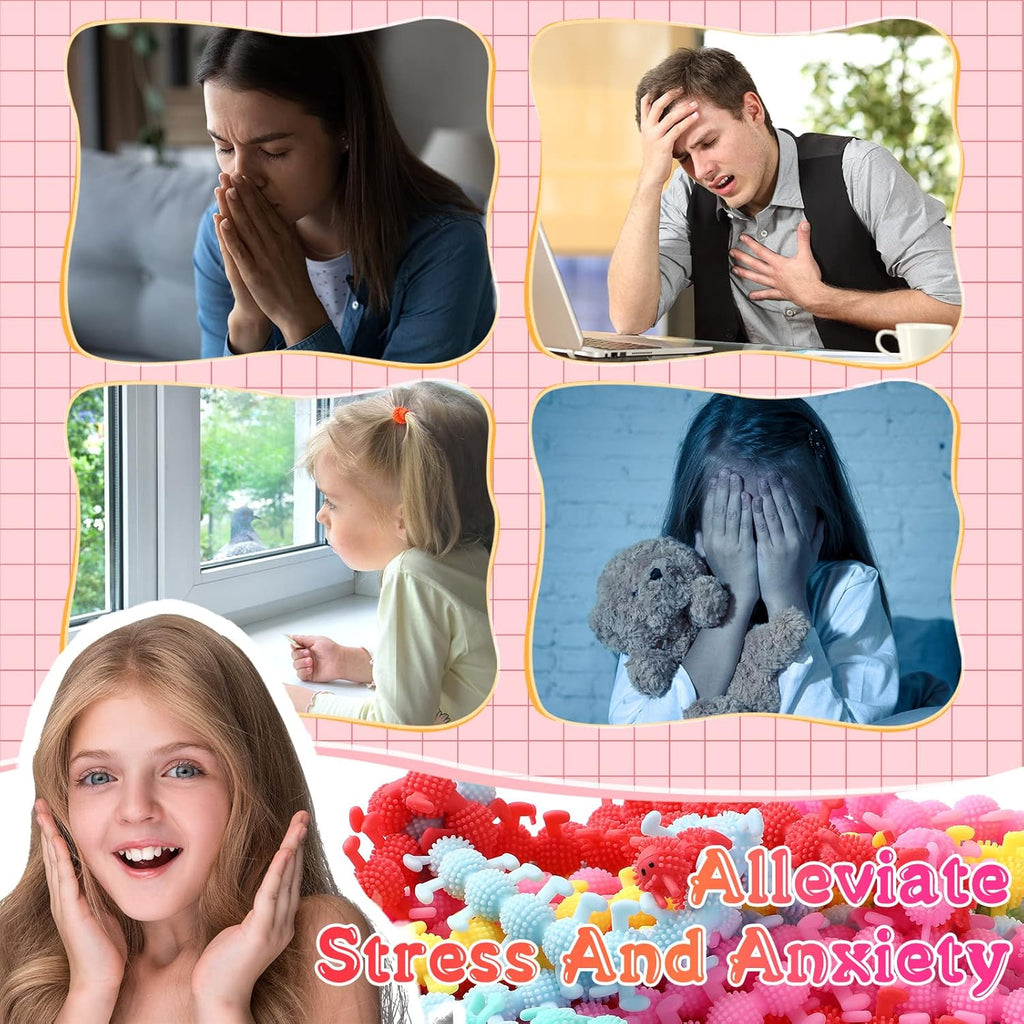 Chivao Bulk Stretchy String Fidget Toys Animal Sensory Toys Pack Worm Sensory Stress Fidget Toys for Adults Stress Anxiety Relieve Relaxing Party Favors(150 Pack, Worm Style)