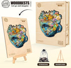WOODBESTS Wooden Puzzles for Adults, Succulent Mug Wood Puzzles Adult(190 Pieces, M, 11.4 * 11.3in), Unique Shape Wooden Animal Jigsaw Puzzles, Birthday Gifts for Adults Family Game