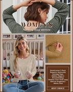 3 Pack Women's Nursing Long Sleeve Tops Breastfeeding Thermal Sweaters with Hidden Zipper Maternity Ribbed Shirts