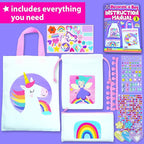 KRAFUN Decorate-a-Bag Craft Kit for Kids 5+ Years, Unicorn & Fairy Theme with Stickers & Gems, 3 DIY Customizable Bags, Step-by-Step Instructions, Creative Activity Set Girls & Boys, Educational Toy
