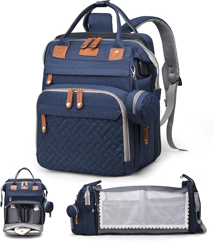 Diaper Bag with Changing Station, Baby diaper bags, Travel Essentials for Moms Dads, Boys, Blue