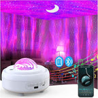 Star Projector with Bluetooth Speaker, 1800mAh Battery Operated Night Light Galaxy Projector, Northern Lights Aurora Projector with Moon, Mood Ambient Lighting for Bedroom Kids Girls Adults