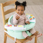 Infantino Music & Lights 3-in-1 Discovery Seat and Booster - Convertible Booster, Infant Activity Seat and Feeding Seat with Electronic Piano for Sensory Exploration, for Babies and Toddlers, Mint