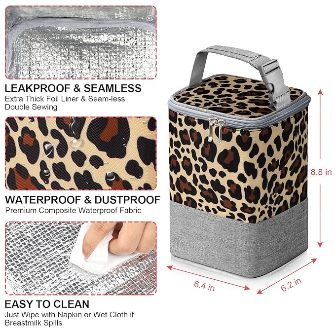 Accmor Breastmilk Cooler Bag, Baby Bottle Cooler Bags, Insulated Bottle Cooler Tote Bags On The Go, Fits 4 Large 8oz Bottles, for Nursing Mom Daycare Travel