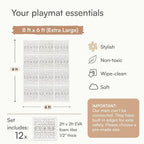 Lillefolk Baby Play Mat for Floor – 6x8ft Boho | Soft Non Toxic Premium EVA Foam Tiles for Tummy Time, Crawling & Playroom – Waterproof Interlocking Floor Mat for Babies & Toddlers (12 Tiles)