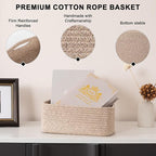 4 Pack Small Storage Shelf Baskets for Organizing, Mini Woven Rope Storage Bins for Towels, Cute Decorative Closet Organizer，Baby Nursery, Gift Empty Baskets -11.81''Lx7.87''Wx4.72''H'-Brown