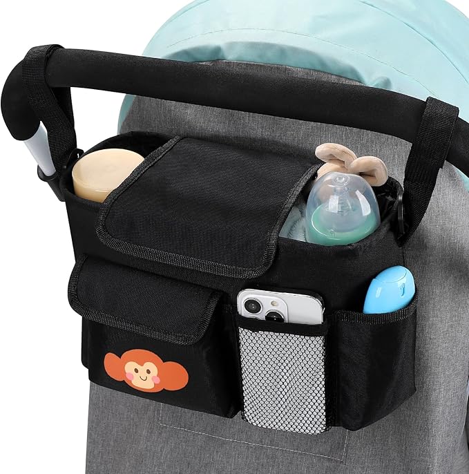 Accmor Universal Stroller Organizer with Cup Holder and Shoulder Strap, Stroller Bag Caddy Organizer Stroller Accessories for Uppababy, Baby Jogger, Nuna, Doona, Britax Strollers