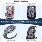 Pea Pod Infant Car Seat Insert 2-in-1 Baby Car Seat Head & Body Support for Newborn Girl Reversible 3 Layer Warm Preemie Carseat Stroller Cushion Headrest with Soft Minky Dot Fabric, Cute Dinosuar