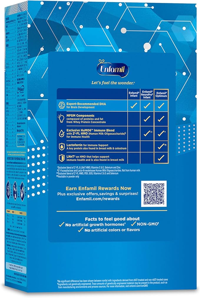 Enfamil Optimum (Enspire), Our Closest Formula to Breast Milk, Immune-Supporting Lactoferrin and Brain-Supporting DHA Baby Formula, Powder 30 Oz Refill, Pack of 4