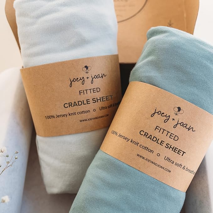 Cradle Sheets Fitted 18 x 36 Inch – Snuggly Soft 100% Jersey Cotton – Light + Dark Sage Green – 2 Pack