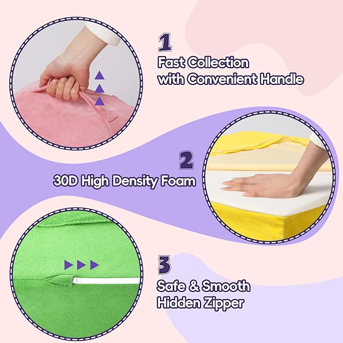 4 Piece Foam Climbing Blocks for Toddlers, Baby Climbing Gym with Ultra High Density Foam for Crawling and Sliding, Indoor Soft Play Set for Infant, Babies & Kids - Multicolor (Multicolor B, 4-Piece)