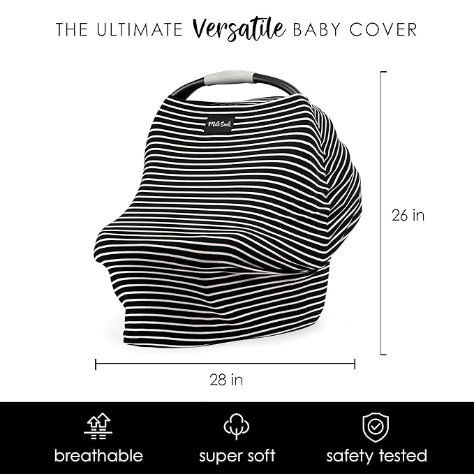 Milk Snob Original 5-in-1 Cover - Nursing Cover for Breastfeeding - Baby Car Seat Cover, Carseat Canopy & Stroller - Essential All-in-One Cover - Gift for Mom, Baby (Modern Stripe)
