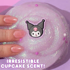 Kuromi SLIMYGLOOP Jar, 8 oz Purple & White Cake-Scented Slime, Includes Beads & Kuromi Charm, Sanrio Stuff, Hello Kitty Merch, Sanrio Slimes