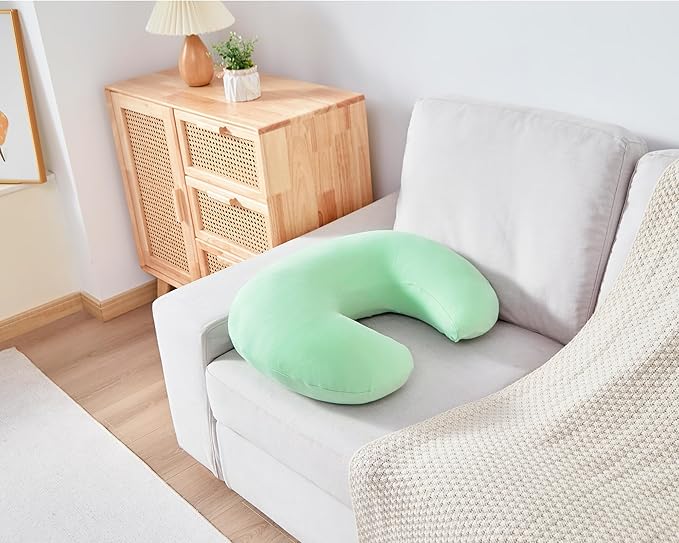 Nursing Pillow, Plus Size Breastfeeding Pillow Original Support for Baby Boys Girls Breastfeeding Essentials, with Removable Soft Cotton Cover (Green, Standard (23.62 * 18.11 * 5.91 Inches))