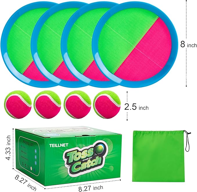 Toss and Catch Ball Set Upgraded - Kids Toys Outdoor Games for Whole Family - Water-Resistant Great for Beach Pool Yard Games - Classic Gift for Boys Girls 3 4 5 6 7 8 9 10 11 12+ Years Old