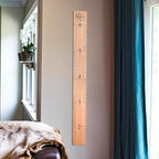 Wooden Growth Chart – Kids Height Chart, Wall Measurement for Kids, Height Chart for Wall, Growth Ruler for Children – Natural with Black Numerals - “Love Grows Here” (63" x 6.7")