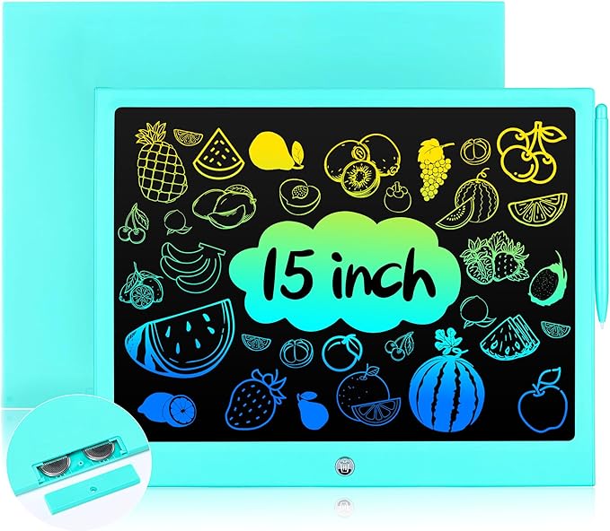 Toys for 3 4 5 6 7 8 Years Old Boys Girls, LCD Writing Tablet 15 Inch Doodle Board, Electronic Drawing Pads Drawing Tablet, Educational Birthday Gift for 3-6 Years Old Kids Toddler (Blue)