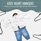 50 Premium Kids Velvet Hangers - 14" Non-Slip Clothes Hangers for Kids & Preteens - Ultra Slim, Space-Saving, Strong & Durable Hangers with 360° Swivel Hook - Black