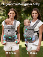 GROWNSY Baby Carrier Newborns to Toddlers, Ergonomic Baby Toddler Carrier Wraps with Head Support, Easy to Wear, Infant Carrier Baby Gift, Travel and Hiking Friendly, 7 to 44 lb (Gray-Leopard)