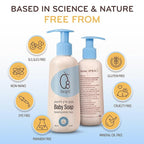 Oeight Baby Body Wash, 100% Natural Active Ingredients Sensitive Skin Baby Wash with Aloe Vera, Chamomile, Olive Oil & Provitamin B5, Dermatologically & Hypoallergenic Tested Mild Foaming Soap, 200ml