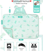 VOOVA & MOVAS Thick Baby Hooded Bath Towel - 100% Cotton,400GSM, 30.5x36 Inches,0-2Years, Super Absorbent Large Towel with Cute Dino Hood for Newborn, Baby, Infant, Dino