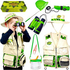 Bug Hunting Kit, Green Safari Vest, Hat, Binoculars, Lg. Butterfly Net, Bug Container, Whistle, Flashlight, Magnifier, Thermostat, Compass, Age 3+