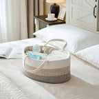 Baby Diaper Caddy Organizer, Large Cotton Rope Nursery Diaper Basket, Changing Table Organizer, Portable Tote Bag with Divider, Car Storage, Baby Shower Gifts for Newborn Girls - Gradient Brown