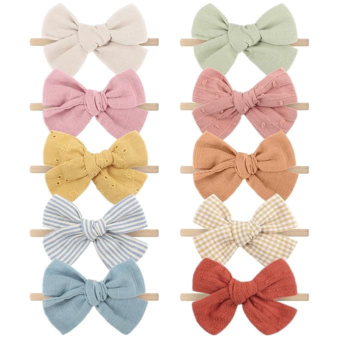 Baby Girl Headbands with Bows Soft Nylon Newborn Toddler Hairbands Handmade Baby Hair Accessories for Infant Girls Kids